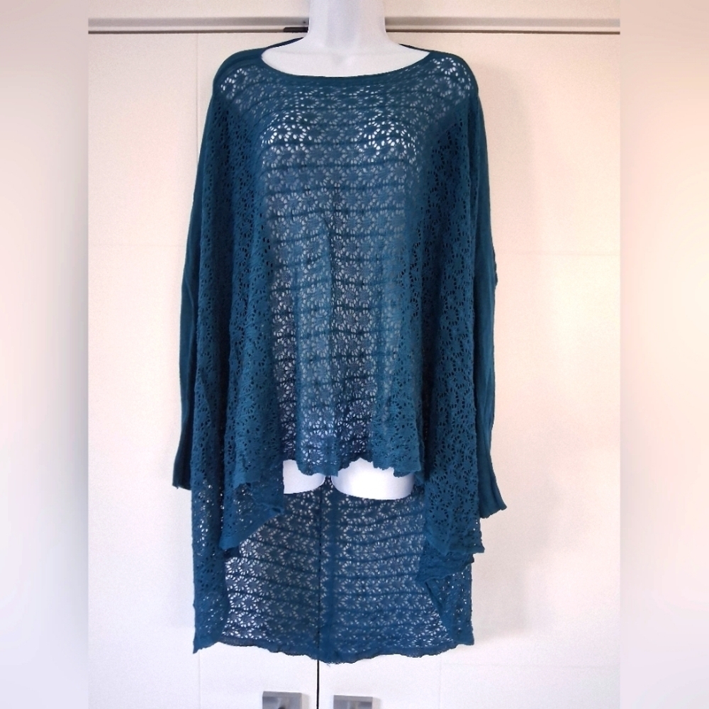 NWT Grace & Lace/ Teal Lace Knit Sweater/ Or Oversized Cardigan/ Size US L to 1X